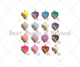 Rainbow Enamel Heart Pendant, Vintage Rainbow Heart Charms, Enamel with CZ Heart Charm, 21x18mm,sku#F1359