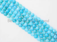 High Quality Chalcedony Beads, Round Smooth 6mm/8mm/10mm/12mm/14mm Natural BLUE Gemstone beads,Blue Beads, 15.5inch strand, SKU#U354