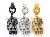 CZ Micro Pave Leopard Head Pendant/Enchancer, sku#L161