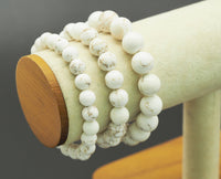 Howlite Round Smooth Stretchy Bracelet, Sku#EF93