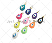 Colorful Enamel Evil Eye Teardrop Shape Pendant, 18K Gold Filled Enamel Evil Eye Charm,11x20mm,Sku#F1403