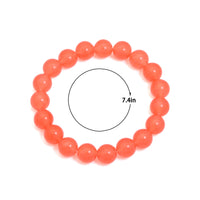 Orange Jade Round Smooth Stretchy Bracelet, Sku#EF646