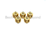 CZ Micro Pave Heart Cube Spacer Beads, Cubic Zirconia Cube Spacer Beads, Gold/Silver Tone, 8.5mm, sku#Z809