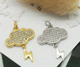 CZ Cloud Lighting Charm, Sku#Z1437