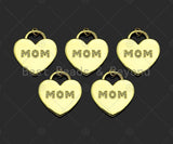 CZ Micro Pave Mom Word On Heart Lock Shape Pendant,18K Gold Filled Charm, DIY Mother's Day Necklace Bracelet Charm Pendant,25x28mm,Sku#LD131