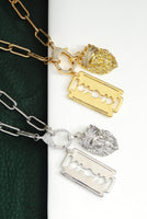 Paperclip Chain Necklace with/without Razor Lion Head, sku#CL05