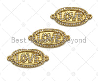 LOVE Connector/Link, Oval Shape Connector, Cz Pave Bracelet Necklace Connector in Gold Finish, 10x22mm,sku#LK95