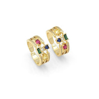 Multi Color CZ Triple Lines Adjustable Ring, Sku#LX247