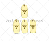 18K Dainty Gold Cow Head On Rectangle Shape Pendant/Charm,Bull Head Medallion Charm, Necklace Bracelet Charm Pendant,12x25mm, Sku#LK253