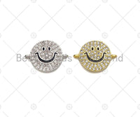 CZ Clear Micro Pave Cute Smiley Face Connector, CZ Pave Find