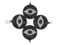 26mm/36mm Black CZ Pave On Black Micro Pave Round Evil Eye on Disc Pendant, Cubic Zirconia Pendant, Sku#F372