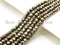 Quality Golden Pyrite Faceted Rondelle Beads 2X3mm Gemstones Beads, Natural Pyrite Beads,15.5" Full Strand, SKU#U218