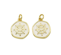 Enamel Sailing Wheel Charm, Sku#Y607