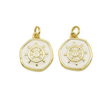 Enamel Sailing Wheel Charm, Sku#Y607