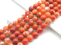 Natural Orange Fire Agate Beads, 6mm/8mm/10mm Round Faceted Fire Agate Beads, 15.5" Full Strand, Sku#UA68