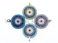 CZ Micro Pave Blue Evil Eye Round Pendant, sku#L91