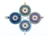 CZ Micro Pave Blue Evil Eye Round Pendant, sku#L91