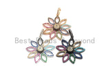 Colorful CZ Micro Pave Sunflower Filigree Pendant ,Gold/Silver/Black/Rose Gold,Cubic Zirconia Jewelry Findings,30x32mm,sku#F697