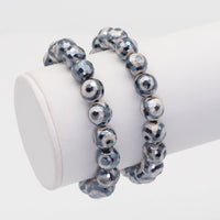 Mystic Evil Eye Tibetan Agate Stretchy bracelet, Sku#EF428