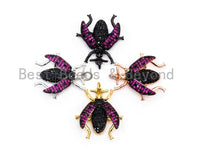 BEETLE Inspired Charm, CZ Micro Pave Fuchsia Insect Pendant, Cubic Zirconia Pendant,Gold/Rose Gold/Silver/Black,23x25x6mm,SKU#F455