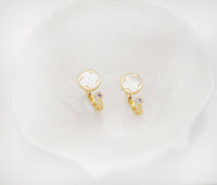 Gold MOP Clover Adjustable Ring, Sku#ZX113