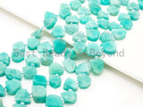 Quality Natural Amazonite beads, 10-14mm Irregular Teardrop Top Drill Green Gemstone Beads, 15.5 inches strand, SKU#U154