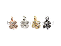 CZ Micro Pave Four Leaf Clover Shaped Pendant/Charm, Cubic Zirconia Pendant Charm,10x12mm,sku#F918