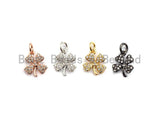 CZ Micro Pave Four Leaf Clover Shaped Pendant/Charm, Cubic Zirconia Pendant Charm,10x12mm,sku#F918