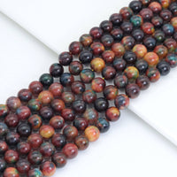 Red Brown Green Jade Round Smooth Beads, Sku#U2015