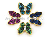 CZ Micro Pave Butterfly Connector for Bracelet/Necklace, Cubic Zirconia Space Connector, Turquoise/Fuchsia/Cobalt/Green,13x15mm, sku#E325