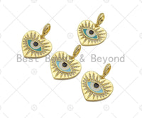 CZ Micro Pave 18k Gold Enamel Evil Eye On Heart Shape Pendant, lk211