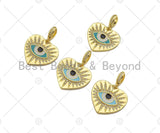 CZ Micro Pave 18k Gold Enamel Evil Eye On Heart Shape Pendant, lk211