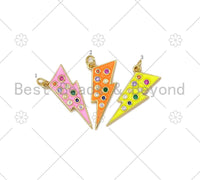 Colorful CZ Enamel Lightning Shape Pendant,18k Gold Filled Colorful Enamel Lightning Charm,Enamel Jewelry, 29x10mm,Sku#L595