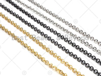 5mm Rolo Chain by Yard,18K Gold Plated/Gunmetal / Sil M361