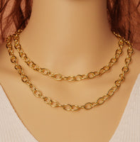 Gold Oval Link Chain by Yard/Necklace,sku#LD371/LD19