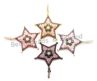 CZ Micro Pave Multi Color Star/Starfish Pendant with Diamond Bail, Cubic Zirconia Pendant,Gold/Rose Gold/Silver/Black Tone,30x40mm,SKU#F6