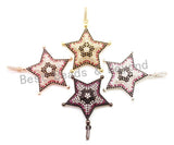 CZ Micro Pave Multi Color Star/Starfish Pendant with Diamond Bail, Cubic Zirconia Pendant,Gold/Rose Gold/Silver/Black Tone,30x40mm,SKU#F6