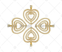 CZ Micro Pave Circled Heart Shape Pendant/Charm,CZ Dainty Gold Charm, 25x26mm,Sku#LD77