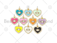 Enamel Colorful Evil Eye Heart Shape Pendant, Sku#F1414