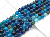 Natural Dark Blue Fire Agate Round Faceted Beads, 8mm/10mm Fire Agate, Natural Blue Agate, 15.5" Full Strand, Sku#U1053