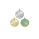 CZ Celebration Star Mop Turquoise Coin Charm, Sku#F1507