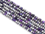 Half Silver Plated Natural Purple Banded Agate Rondelle Faceted Beads, Sku#UA272