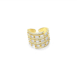 Gold Baguette CZ Statment Adjustable Ring, Sku#Y789