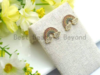 CZ Rainbow With Cloud Stud Earring, Sku#J93