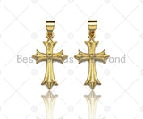 18k Dainty Gold Cross Shape Charms, Dainty Charms, Gold Pendant, Cross Necklace Charms, 14x22mm, Sku#F1297