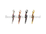 Colorful CZ Micro Pave Lightning Shaped Pendant/Charm, Cubic Zirconia Pendant Charm,3x17mm,sku#Z554