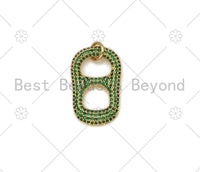 Colorful Micro Pave CZ Soda Pop Tab Shape Pendant,18K Gold Filled CZ Charm,Necklace Bracelet Charm Pendant,16x25mm,Sku#F1412