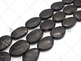 Top Quality Oval Shape Shungite, Smooth Flat Shungite, Healing Energy, Genuine Shungite Beads 30x40mm, 15.5" Full Strand, Sku#U986