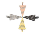 Triangle Shape with Arrow Pave CZ Pendant, CZ Pave Pendant, Gold/Silver/Rose Gold/Gunmetal Pendant, 20x46mm, sku#X102