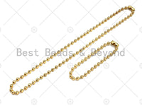 Shinny Gold 4mm Smooth ball Finished Necklace Bracelet with Lock, Ball beads Necklace, Ball beads Bracelet Necklace, sku#LD73